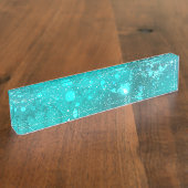 Mint Turquoise Foil Hintergrund Namensplakette (Seite)