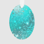 Mint Turquoise Foil Hintergrund Ornament (Rückseite)