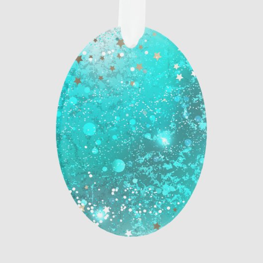 Mint Turquoise Foil Hintergrund Ornament (Rückseite)