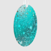 Mint Turquoise Foil Hintergrund Ornament (Vorderseite)