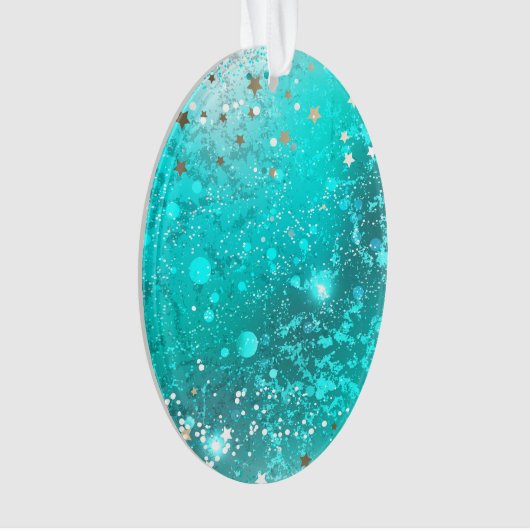 Mint Turquoise Foil Hintergrund Ornament (Vorderseite)