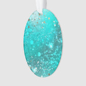 Mint Turquoise Foil Hintergrund Ornament (Vorderseite)