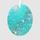 Mint Turquoise Foil Hintergrund Ornament (Vorderseite)
