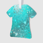 Mint Turquoise Foil Hintergrund Ornament (Vorderseite)