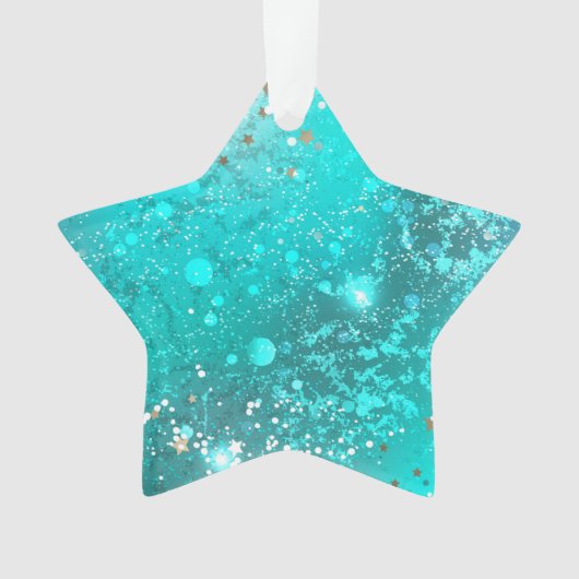 Mint Turquoise Foil Hintergrund Ornament (Vorderseite)
