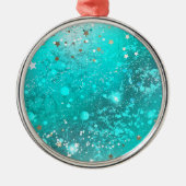 Mint Turquoise Foil Hintergrund Ornament Aus Metall (Vorne)