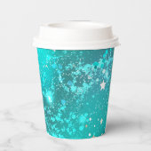 Mint Turquoise Foil Hintergrund Pappbecher (Rückseite)