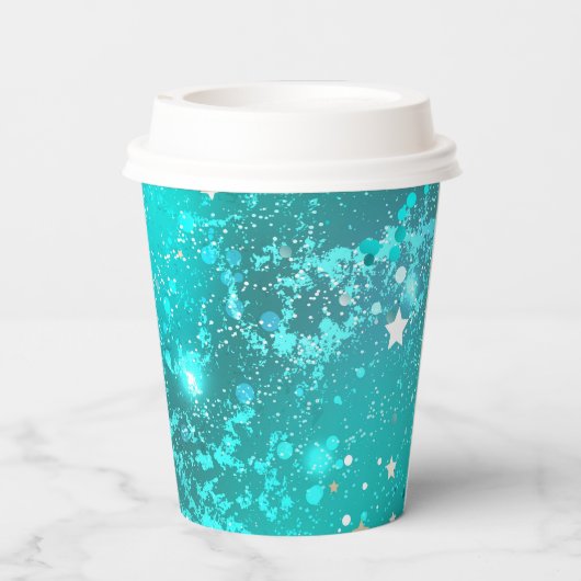 Mint Turquoise Foil Hintergrund Pappbecher (Rückseite)