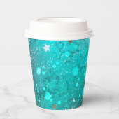 Mint Turquoise Foil Hintergrund Pappbecher (Vorderseite)