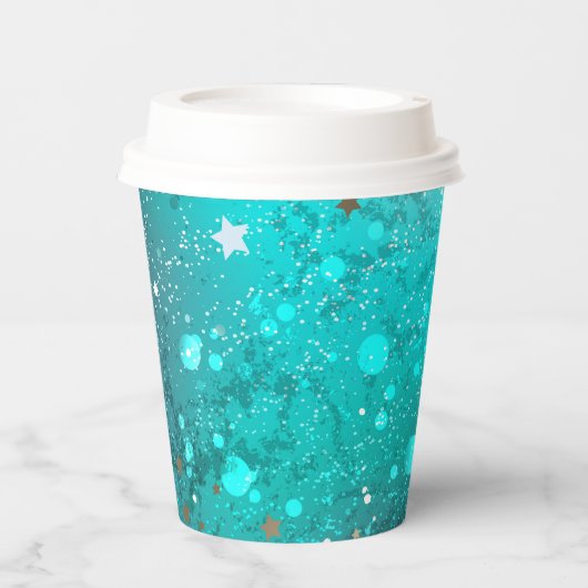 Mint Turquoise Foil Hintergrund Pappbecher (Vorderseite)