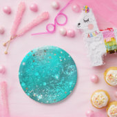 Mint Turquoise Foil Hintergrund Pappteller (Party)