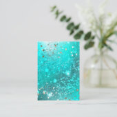 Mint Turquoise Foil Hintergrund Platzkarte (Stehend Vorderseite)