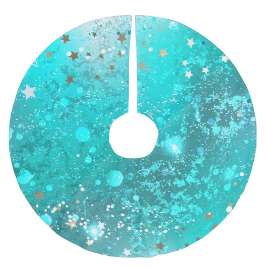 Mint Turquoise Foil Hintergrund Polyester Weihnachtsbaumdecke (Vorderseite)
