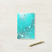 Mint Turquoise Foil Hintergrund Post-it Klebezettel (Auf Schreibtisch)