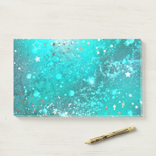 Mint Turquoise Foil Hintergrund Post-it Klebezettel (Auf Schreibtisch)
