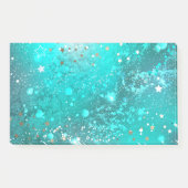 Mint Turquoise Foil Hintergrund Post-it Klebezettel (Vorderseite)