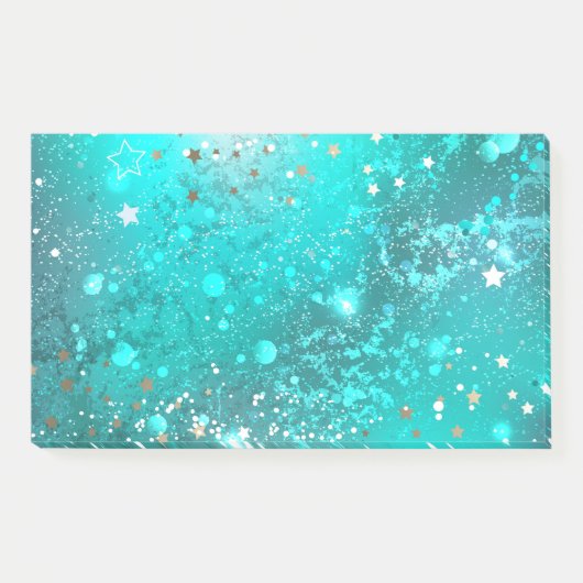 Mint Turquoise Foil Hintergrund Post-it Klebezettel (Vorderseite)