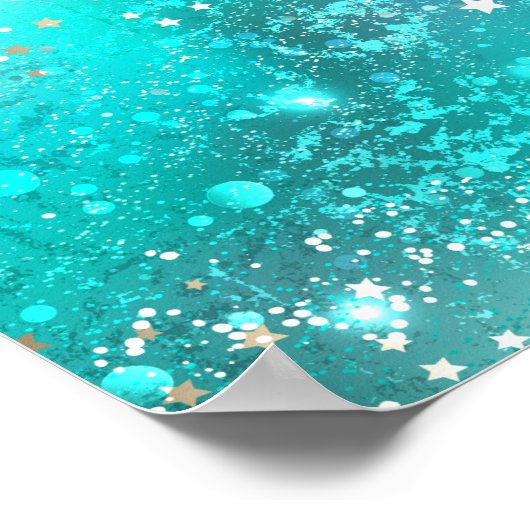 Mint Turquoise Foil Hintergrund Poster (Ecke)