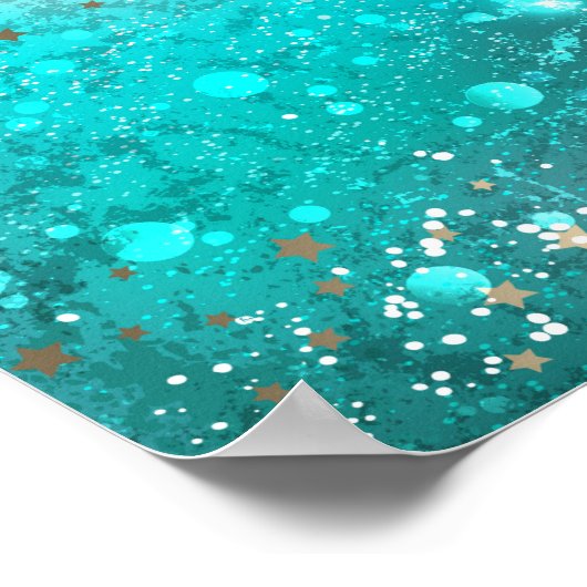 Mint Turquoise Foil Hintergrund Poster (Ecke)