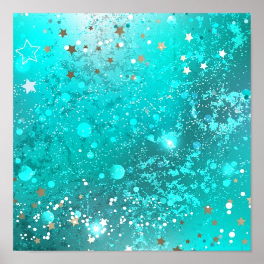 Mint Turquoise Foil Hintergrund Poster (Vorne)