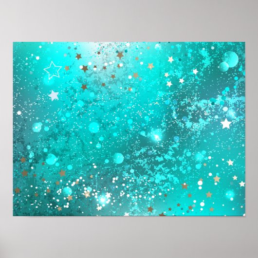 Mint Turquoise Foil Hintergrund Poster (Vorne)