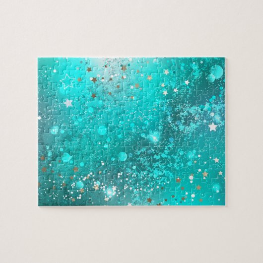 Mint Turquoise Foil Hintergrund Puzzle (Horizontal)