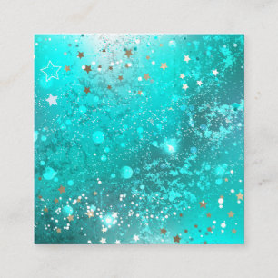 Mint Turquoise Foil Hintergrund Quadratische Visitenkarte