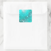 Mint Turquoise Foil Hintergrund Quadratischer Aufkleber (Tasche)