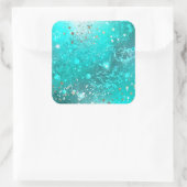 Mint Turquoise Foil Hintergrund Quadratischer Aufkleber (Tasche)
