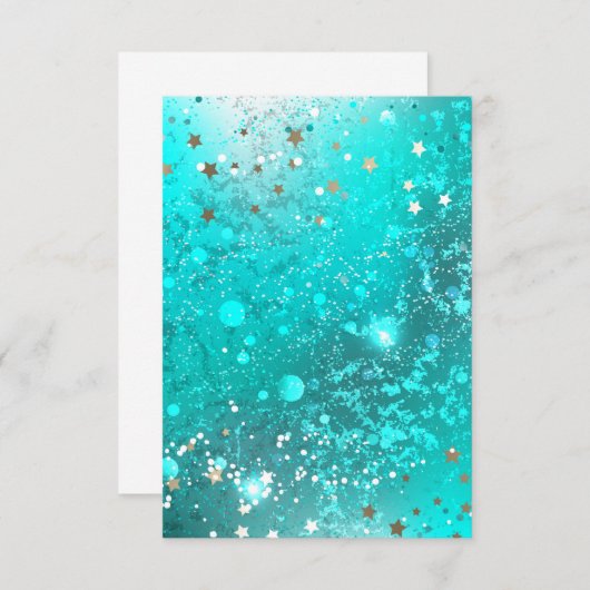 Mint Turquoise Foil Hintergrund RSVP Karte (Vorne/Hinten)
