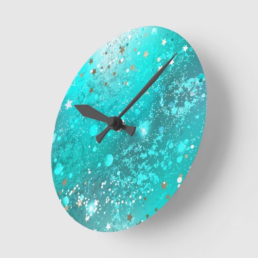 Mint Turquoise Foil Hintergrund Runde Wanduhr (Winkel)