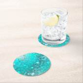 Mint Turquoise Foil Hintergrund Runder Pappuntersetzer (Vor Ort)