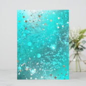 Mint Turquoise Foil Hintergrund Save The Date (Stehend Vorderseite)