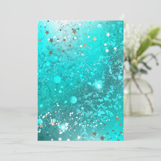 Mint Turquoise Foil Hintergrund Save The Date (Stehend Vorderseite)