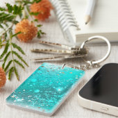 Mint Turquoise Foil Hintergrund Schlüsselanhänger (Vorderseite rechts)