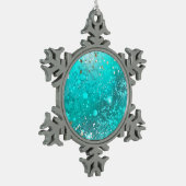 Mint Turquoise Foil Hintergrund Schneeflocken Zinn-Ornament (Links)