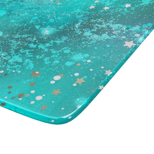 Mint Turquoise Foil Hintergrund Schneidebrett (Ecke)