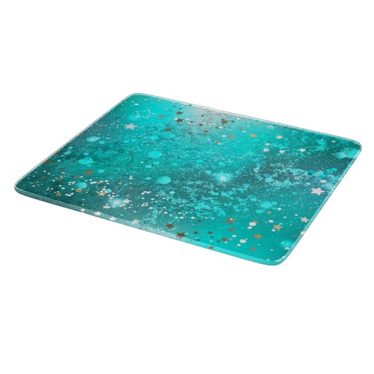 Mint Turquoise Foil Hintergrund Schneidebrett (Ecke)