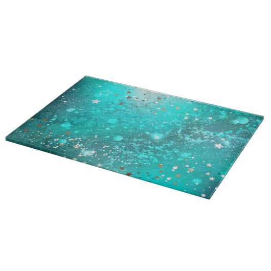 Mint Turquoise Foil Hintergrund Schneidebrett (Ecke)