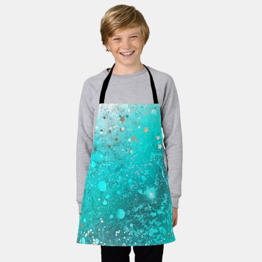 Mint Turquoise Foil Hintergrund Schürze (Getragen)