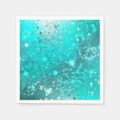 Mint Turquoise Foil Hintergrund Serviette (Vorderseite)