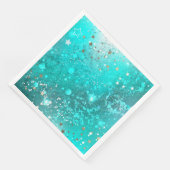 Mint Turquoise Foil Hintergrund Serviette (Ecke)