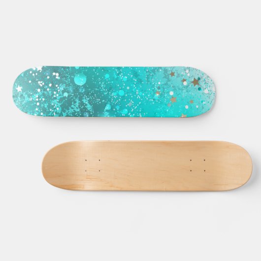 Mint Turquoise Foil Hintergrund Skateboard (Horizontal)