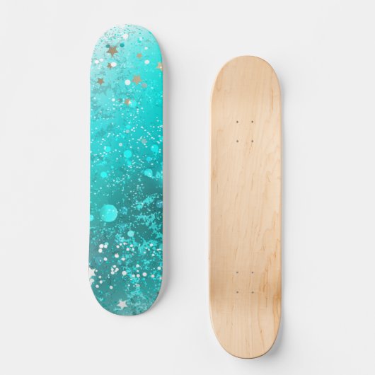 Mint Turquoise Foil Hintergrund Skateboard (Vorderseite)