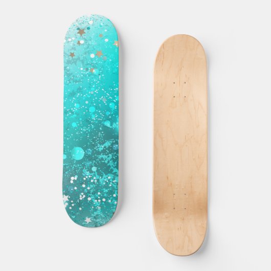Mint Turquoise Foil Hintergrund Skateboard (Vorderseite)
