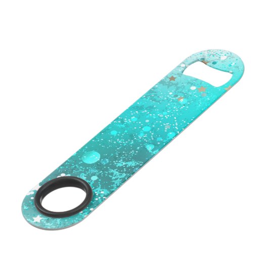Mint Turquoise Foil Hintergrund Speed Flaschenöffner (Vorderseite Schrägansicht)