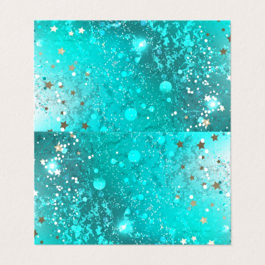 Mint Turquoise Foil Hintergrund Visitenkarten (Außenseite Aufgefaltet)