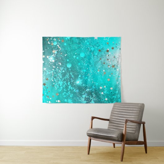 Mint Turquoise Foil Hintergrund Wandteppich (Beispiel (Horizontal))