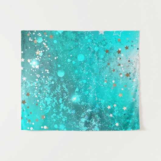 Mint Turquoise Foil Hintergrund Wandteppich (Vorderseite (Horizontal))