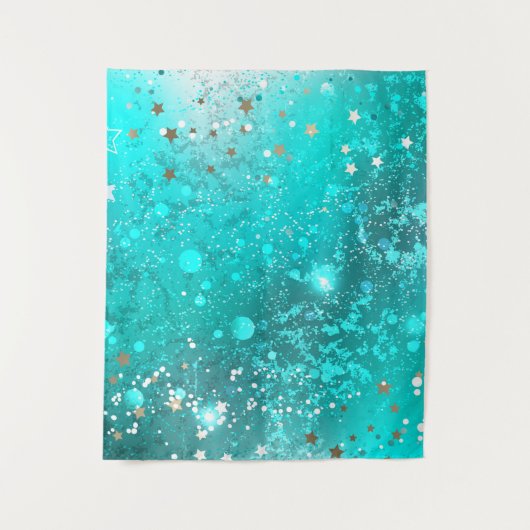 Mint Turquoise Foil Hintergrund Wandteppich (Vorderseite)